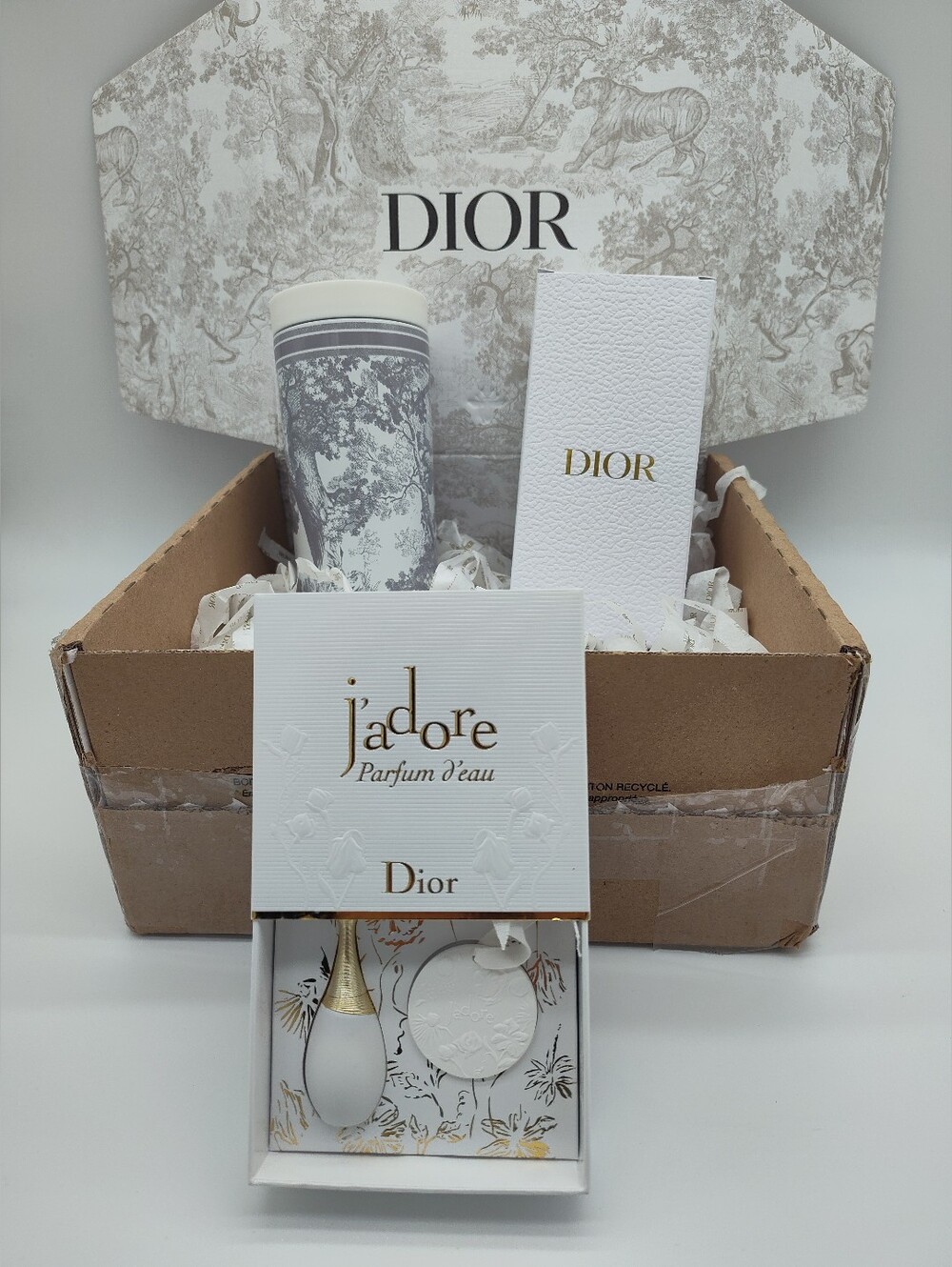 DIOR Toile de Jouy Tiger Tumbler Jโadore Ornament Collector Gift Set NIB NWT
